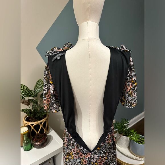 JULIA JORDAN Ruffle Mock Neck Floral Midi Dress, Short Flutter Sleeve, Size 6 - Picture 7 of 16